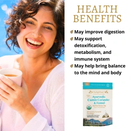 DelighTeas, Ayurvedic Cumin, Coriander & Fennel, травяной чай для выведения токсинов, без кофеина, 30 роскошных чайных пакетиков Pyramid, 120 г (4,2 унции)