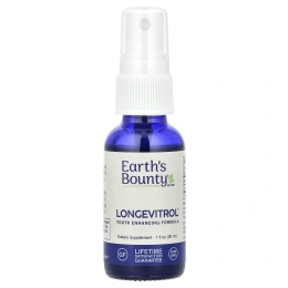 Earth's Bounty, Longevitrol - антивозрастной спрей против старения с экстрактом оленьих рогов и факторами роста, 1 унция (30 мл)