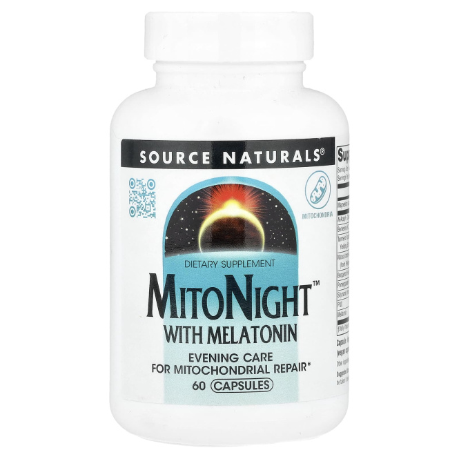 Source Naturals, MitoNight™ с мелатонином, 60 капсул