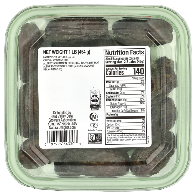 Natural Delights, Свежие финики Medjool, цельные, 454 г (1 фунт)