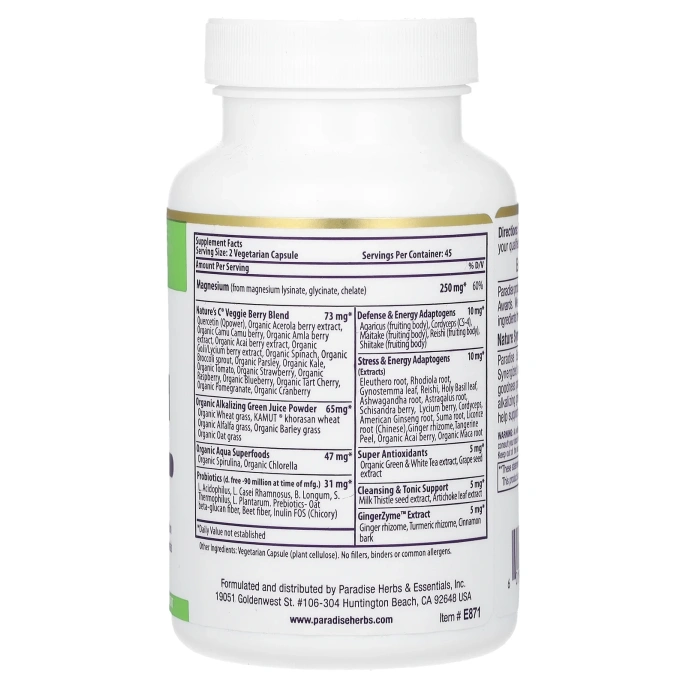Paradise Herbs, Earth's Blend Магний 90 вег капсул