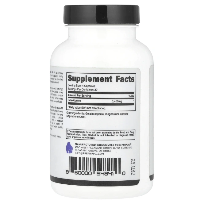 PrePrimal, Бета-аланин, 120 капсул (850 мг на капсулу)