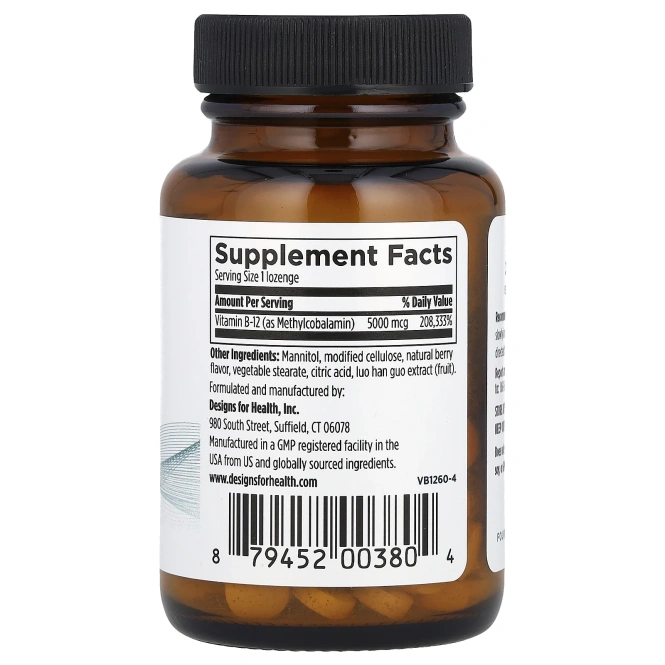Designs For Health, Vitamin B12, 5,000 mcg, 60 Lozenges