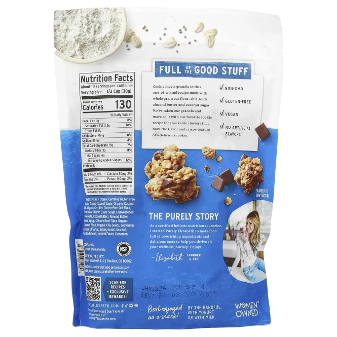 Purely Elizabeth, Cookie Granola, шоколадная крошка, 312 г (11 унций)