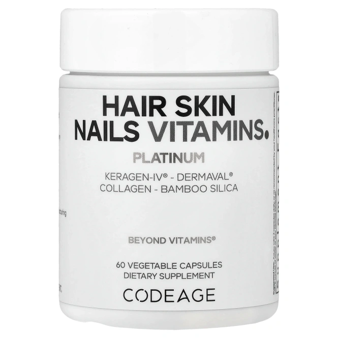 Codeage, витамины для волос, кожи и ногтей, Platinum, 60 растительных капсул
