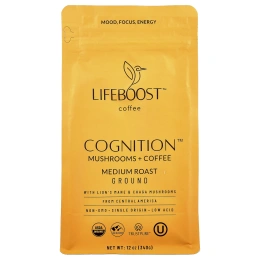 Lifeboost, Cognition ™, кофе с грибами, молотый, средней обжарки, 340 г (12 унций)