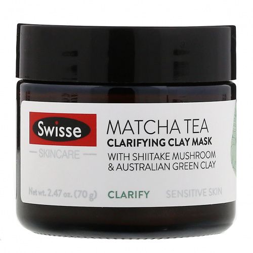 Swisse, Skincare, чай матча, очищающая глиняная маска, 70 г (2,47 унции)