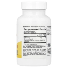 Super Nutrition, органический гриб чага, 1 г, 60 растительных капсул (0,5 г в 1 капсуле)