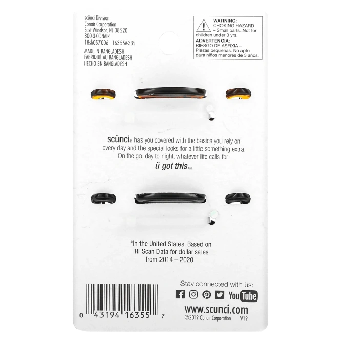 Scunci, Заколки-крабы для густых волос Effortless Beauty, 2 штуки