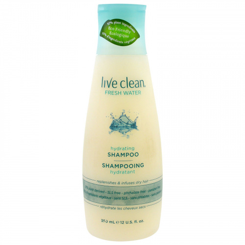 Live Clean, Увлажняющий шампунь, питьевая вода, 2 унции (350 мл)