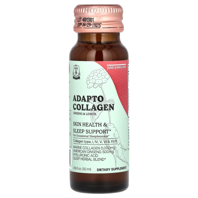 JungKwanJang, Adapto Collagen, со вкусом женьшеня и лимона, 10 флаконов по 50 мл (1,69 жидк. унции)
