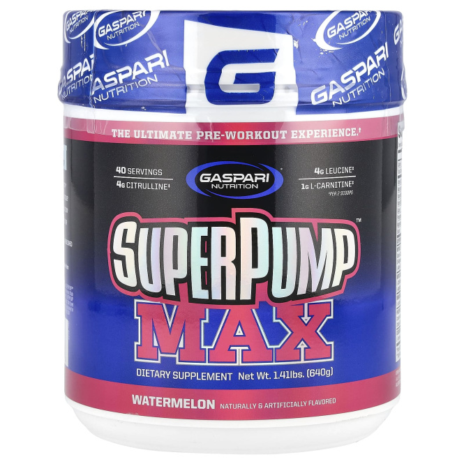 Gaspari Nutrition, SuperPump Max, лучшая добавка для приема перед тренировкой, арбуз, 1,41 фунта (640 г)
