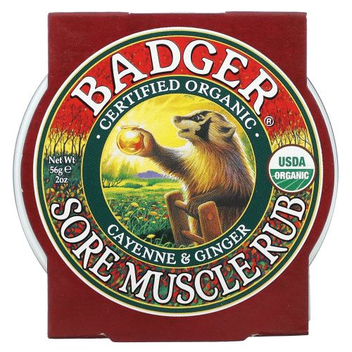 Badger Company, Мазь от боли в мышцах, кайенский перец и имбирь, 56 г
