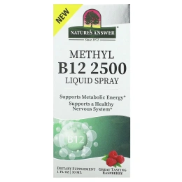 Nature's Answer, Methyl B12 2500, жидкий спрей, малина, 30 мл (1 жидк. унц.)