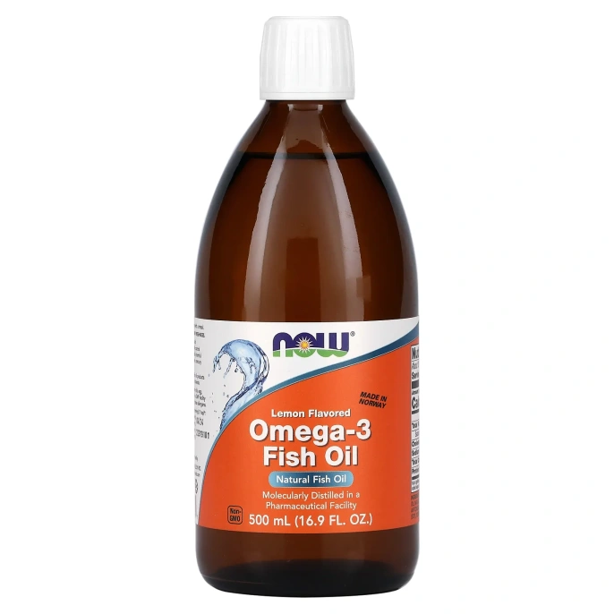 NOW Omega-3 рыбий жир с запахом лимона, 500 мл