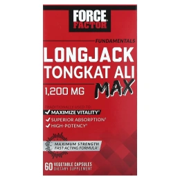 Force Factor, Fundamentals, LongJack Tongkat Ali Max, эврикома длиннолистая, 1200 мг, 60 растительных капсул (600 мг в 1 капсуле)