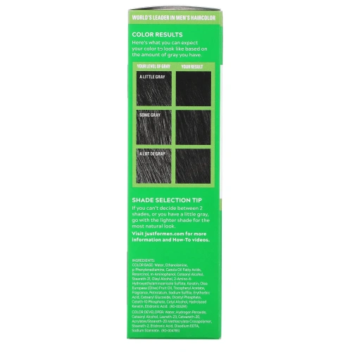 Just for Men, Shampoo-In-Color, Real Black H-55, Single Application Haircolor Kit