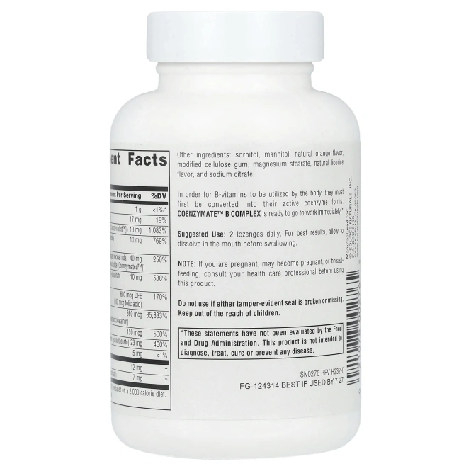 Source Naturals, Коферментный B комплекс Апельсин 120 пастилок