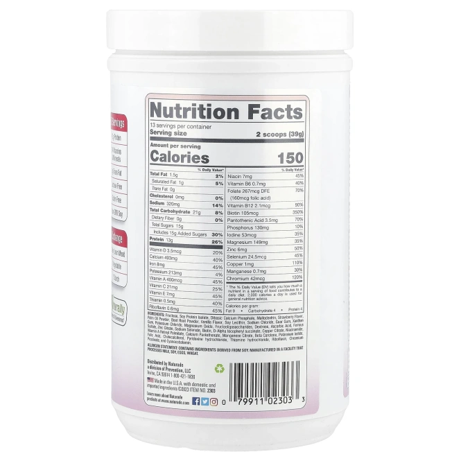 Naturade, Абсолютная соя (Total Soy) 100% натуральный заменитель пищи, клубника со сливками, 17,88 унции (507 г)