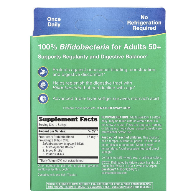 Nature's Way, Пробиотик Pearls для взрослых 50+, 30 капсул