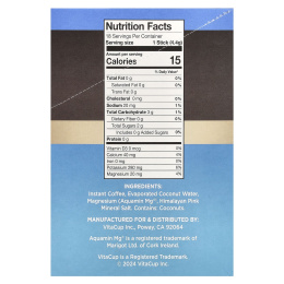 VitaCup, Растворимый кофе с электролитами для гидратации, средняя обжарка, 18 порционных палочек, по 4,4 г (0,16 унции)