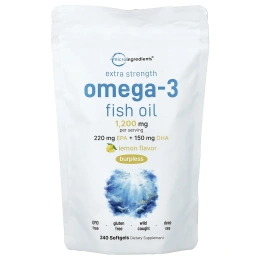 Micro Ingredients, рыбий жир с омега-3, лимон, 240 капсул (600 мг в 1 капсуле)