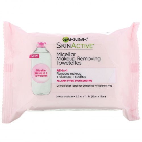 Garnier, SkinActive, мицеллярные салфетки для снятия макияжа, «все в 1», 25 влажных салфеток