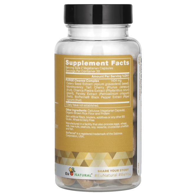 Eu Natural, Очистка от мочевой кислоты, семена сельдерея и вишня, 60 вегетарианских капсул