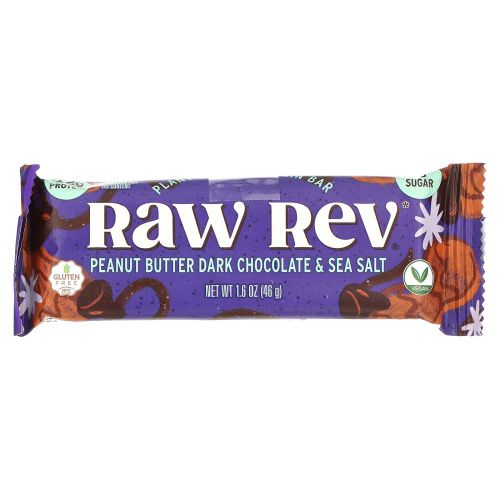 Raw Rev, Glo, темный шоколад с арахисовым маслом и морской солью, 1,6 унции (46 г) каждый