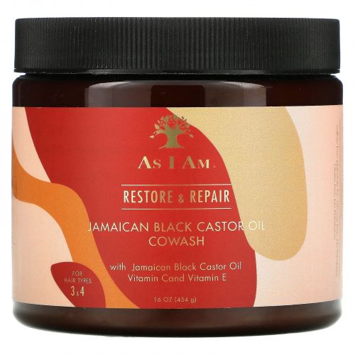 As I Am, Restore & Repair, Jamaican Black Castor Oil Cowash with Jamaican Black Castor Oil, Vitamin C and Vitamin E, 16 fl oz (454 g)
