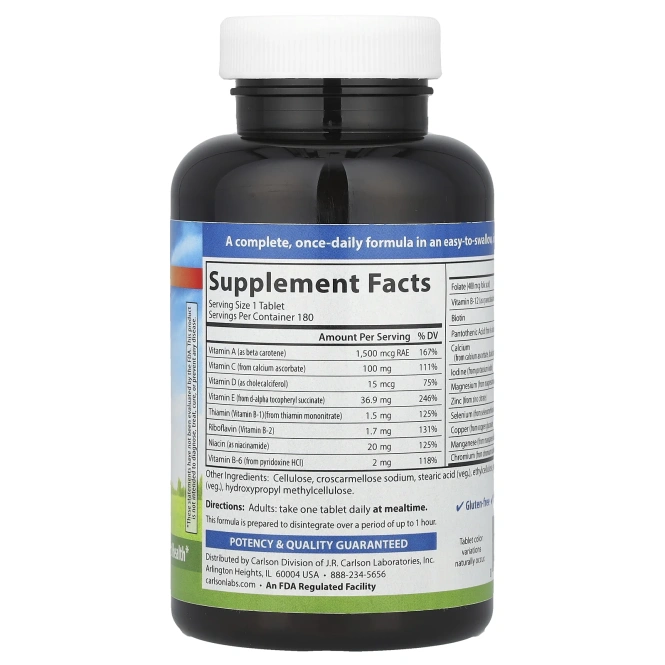 Carlson Labs, Mini-Multi, витамины и минералы, без железа, 180 таблеток