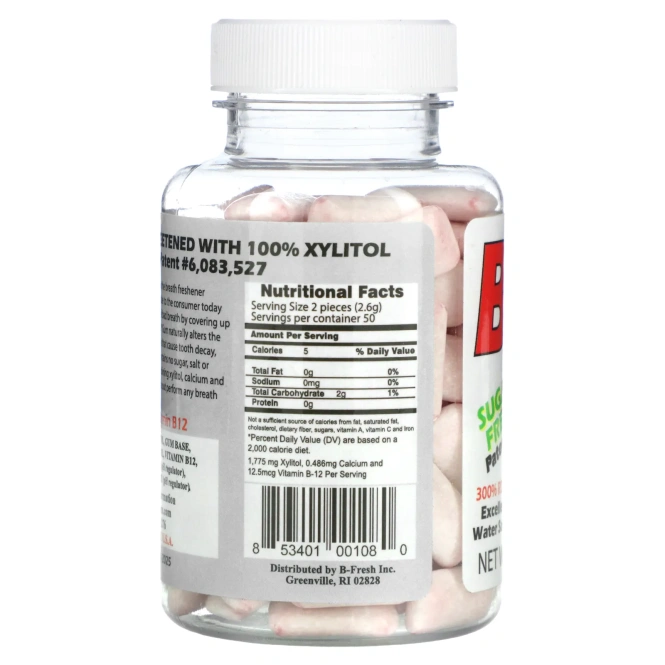B-Fresh Inc., Освежающая дыхание жевательная резинка, Мятная прохлада, 100 штук