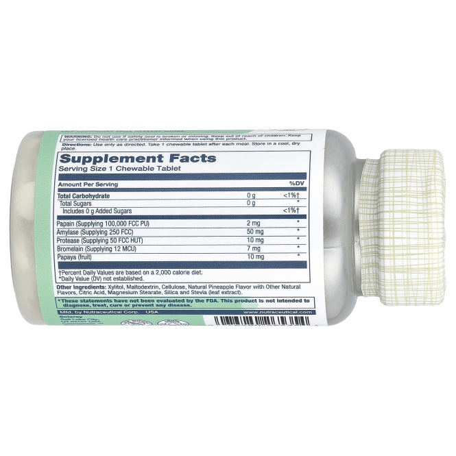 Solaray, Ферменты папайи, натуральный ананас, 90 жевательных таблеток