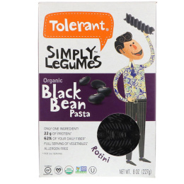 Tolerant, Simply Legumes, Organic Black Bean Pasta, Rotini, 8 oz (227 g)
