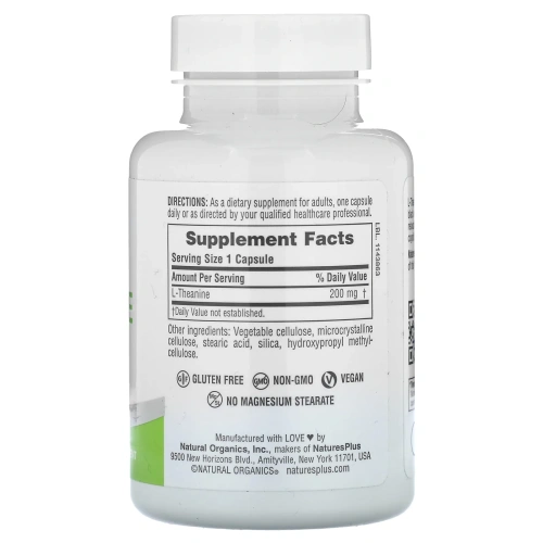 NaturesPlus, Pro L-теанин 200, 200 мг, 60 капсул