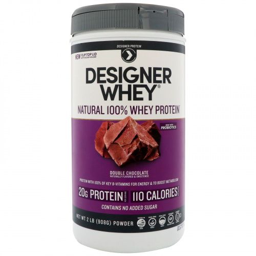 Designer Protein, Designer Whey, натуральный 100%-ный сывороточный белок, двойной шоколад, 908 г (2 фунта)