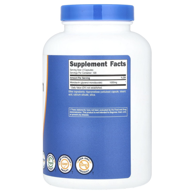 Nutricost, Монолаурин, 240 капсул (500 мг на капсулу)