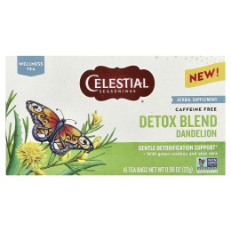 Celestial Seasonings, очищающая смесь, одуванчик, без кофеина, 16 чайных пакетиков, 27 г (0,96 унции)