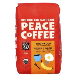 Peace Coffee, Birchwood Breakfast Blend, органический кофе, зерновой, средняя обжарка, 340 г (12 унций)