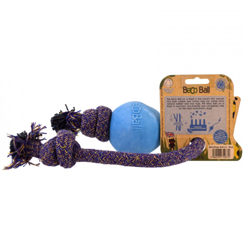 Beco Pets, Экологически безопасный мячик на веревке для собак, большой, синий, 1 штука