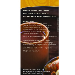 Numi Tea, Органический чай, травяной чайсан, куркума "Три корня", без кофеина, 12 чайных пакетов, 1,42 унции (40,2 г)