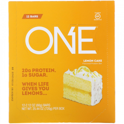 One Brands, Один батончик, Лимонный пирог, 12 батончиков, 2,12 унц. (60 г) каждый