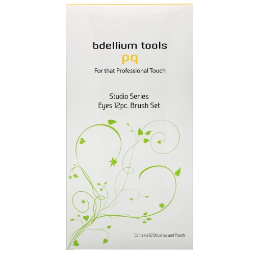 Bdellium Tools, Studio Line, набор кисточек для глаз и чехол, в комплект входит 12 предметов