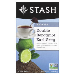 Stash Tea, Earl Grey, черный чай, двойной бергамот, 18 чайных пакетиков, 33 г (1,1 унции)