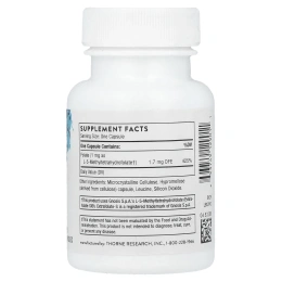 Метилфолат (Фолиевая кислота) Thorne Research 5-MTHF 1 мг, 60 капсул