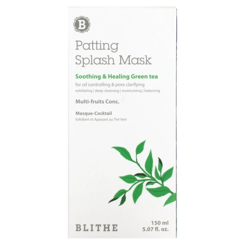 Blithe, Patting Splash Mask, маска с успокаивающим и заживляющим зеленым чаем, 150 мл (5,07 жидк. унции)