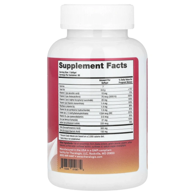 Theralogix, TheraNatal, одна капсула, 90 мягких таблеток
