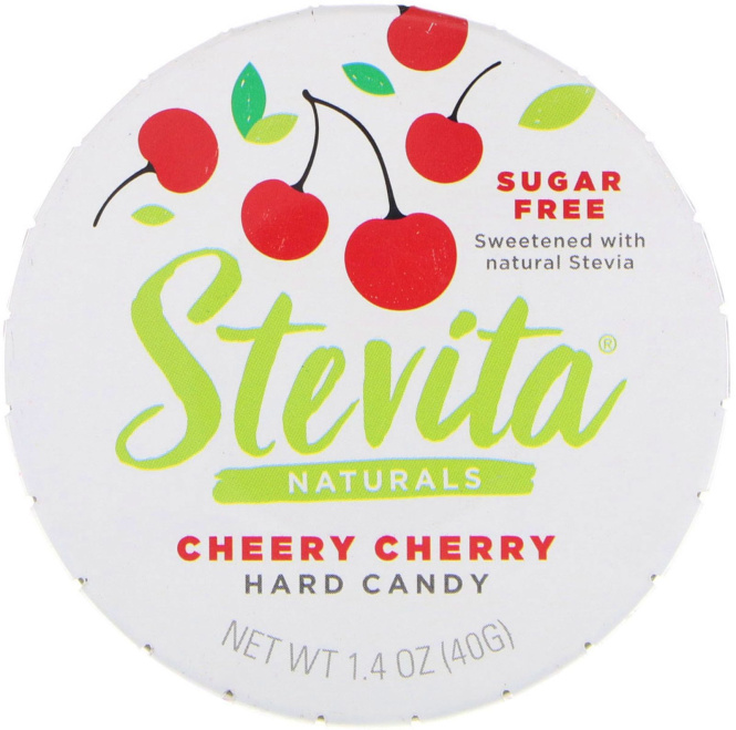 Stevita, Naturals, леденцы без сахара, веселая вишня, 40 г