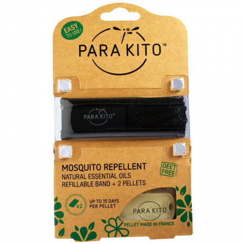 Para'kito, Браслет с репеллентом от комаров + 2 гранулы, черный, 3 шт. в наборе