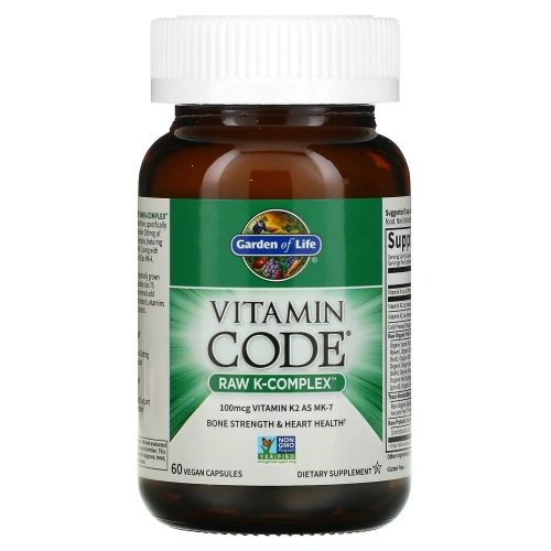 Garden of Life, Vitamin Code, комплекс необработанных витаминов группы K, 60 растительных капул